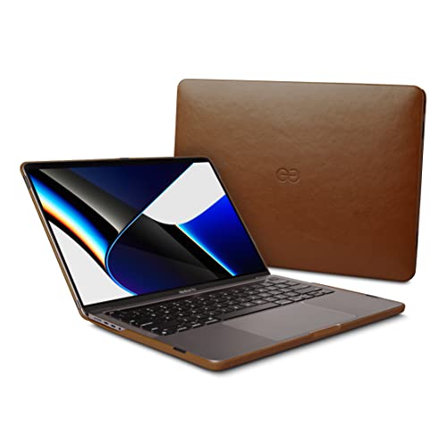 Dreem Euclid MacBook Pro Tasche - 14-Zoll-Hartschalen-Laptop-Schutzhülle für MacBook Pro 2021, luxuriöses Vegan-Leder, Ober- und Unterschale für zusätzlichen Schutz - Schokoladen von Dreem