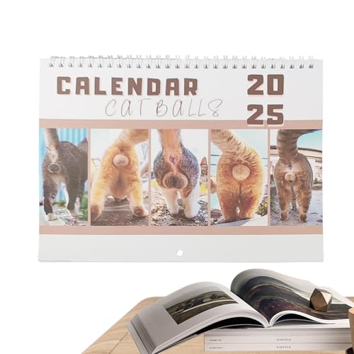 Cat Balls Kalender 2025, Lustiger Katzen Wand Hängekalender, Cat Butthole Jahresplaner, Katzenbälle Monatlicher Wandkalender 2025, Katzenbutthole 12 Monatskalender mit Notizen, für Zuhause von Dreuhuing