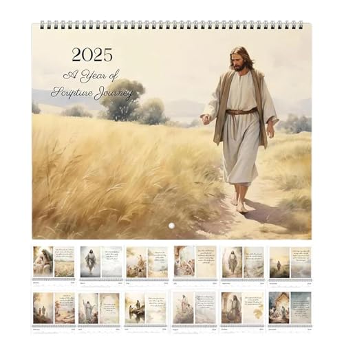 Jesus Wandkalender 2025, Jesus Christus Kalender lustig, christlicher Bibel Wandkalender, Jesus Kunstkalender 2025, Bibelgeschichten Jesus Christus Jesus Monatsplaner, religiöse Geschenke für Freund von Dreuhuing