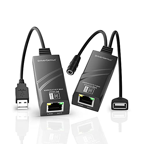 DriverGenius USB 2.0 Extender über Ethernet Cat5e/Cat6 (RJ45) - Bis zu 50 m, 480 Mbps, Kompatibel mit Windows und Mac von DriverGenius