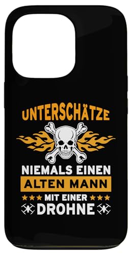 Hülle für iPhone 13 Pro Drohne Lustiger Spruch Unterschätze Niemals Einen Alten Mann von Drohne FPV Quadrocopter T Shirts