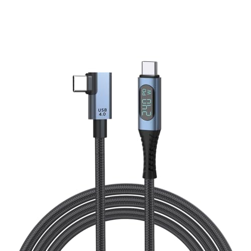 DroiX USB 4.0 Typ-C Kabel | 40 Gbit/s Daten, 240 W Leistung | 8K@60Hz Bilder | Thunderbolt 3 und 4 | 1,5 m | Hochkompatibel | 90 Grad L-förmiger Stecker von DroiX