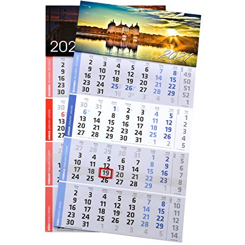 10 Stück 4-Monats-Kalender blau mit Druck Officekalender Bürokalender 2024 inkl. Ihrem 4-Farb-Werbedruck von Druckspezialist