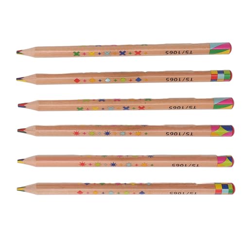 Dsacxixai 6pcs Regenbogenfarbstift 4 in 1 Farbstift, Regenbogenstift, mehrfarbiger Bleistift, lustige Bleistifte, Vor-Sharpened von Dsacxixai