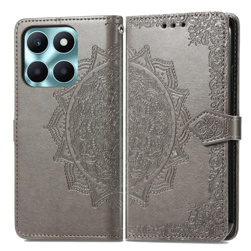 Dtdepth Handyhülle für Huawei Honor X6a Hülle mit Kartenfach Klapphülle Geldbörse Magnetverschluss Schutzhülle Ständer Handytasche Leder Tasche Wallet Flip Case Cover - Grau von Dtdepth