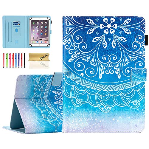 Dteck 7 Zoll Display Universal Hülle, Slim Leicht Leder Flip Case für HD 7/ HDX 7/ RCA/Dragon Touch/Samsung Galaxy Tab/Lenovo Tab/Vankyo MatrixPad Z1/ Android Tablet 7 Zoll (Blue Mandala) von Dteck