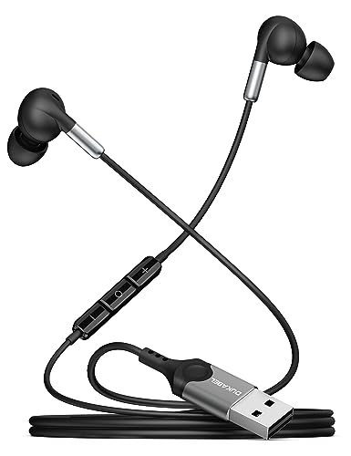 DuKabel USB In Ear Kopfhörer für PS5 PS4, USB PC Headset mit Mikrofon und In-line Steuerung Kabelgebunder Ohrhörer für PC Laptop - Schwarz von DuKabel