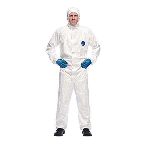 DuPont Tyvek 500 Xpert Chemikalienschutzkleidung mit Kapuze, KategorieII, Typ 5-B und 6-B Robust und Leicht Weiß Größe M von DuPont
