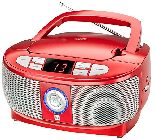 Dual 74599 P 49-1 Boombox mit CD-Player (UKW-Radio, LED-Display, Netz- oder Batteriebetrieb) rot von Dual