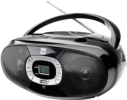 Radio mit CD-Player • USB • MP3 • UKW-Radio • Kopfhöreranschluss • Boombox • Stereo Lautsprecher • Netz- / Batteriebetrieb • Tragbar • Schwarz • Dual P 390 von Dual