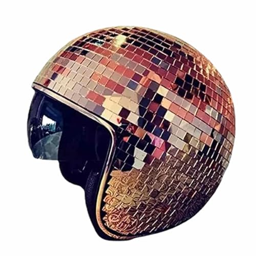 Disco Mirror Glitter Ball Helme - Discokugeln Helm Mit Einziehbarem Visier | Retro Disco Ball Caps | Glitzer Spiegel Glas Discokugel Hut Helm | Disco Ball Helme Für DJ Club Stage Bar Dance von Dubbulon