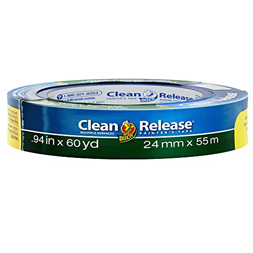 Duck Tape Clean Release Maler-Kreppband in Blau, für Innenmalerei und Dekorieren, verschiedene Oberflächen, verhindert Auslaufen der Farbe, 24 mm x 55 m von Duck