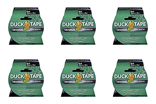 Duck Tape Original, Schwarz, 50 mm x 25 m, 6 Stück von Duck