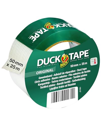 Duck Tape Original Gewebeband Transparent 50 mm x 25 m - Panzerband Extra Stark Innen & Außen - Wetterbeständig & Wasserdicht - Reparieren & Fixieren von Duck