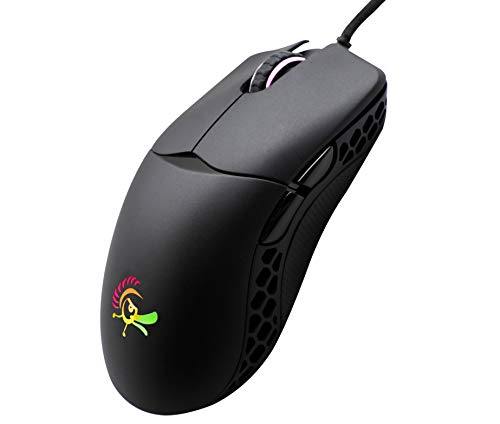 Ducky Feather Gaming Maus für Rechts und Linkshänder - Pixart PMW3389 Optischer Sensor 16000 DPI - 65 Gramm - 7 Tasten - Flexiblem Kabel - ARGB Gaming Beleuchtung (Huano 50M Micro Switches, Schwarz) von Ducky