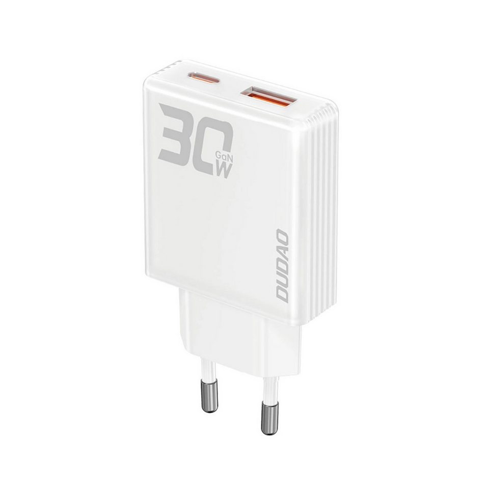 Dudao GaN A30EU 30W USB-A / USB-C Wandladegerät in Weiß Smartphone-Ladegerät (1-tlg) von Dudao