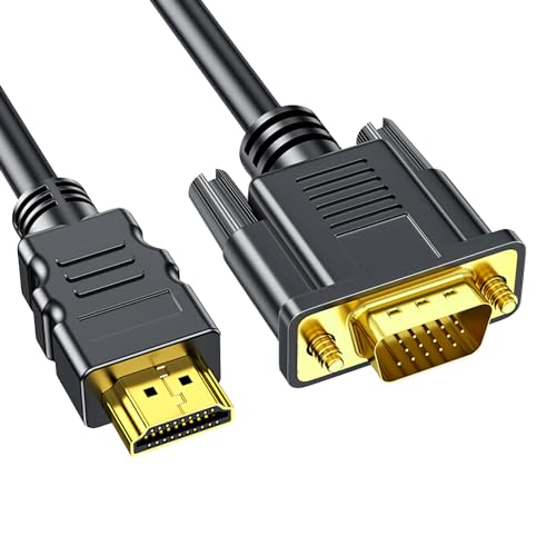 HDMI auf VGA Kabel 1.8m, HDMI zu VGA Konverter-Kabel 1080p@60Hz (Stecker auf Stecker), HDMI VGA Vergoldet Adapter kompatibel mit 720p/1080p Computer, Desktop, Laptop, PC, Monitor, Projektor von Duluok