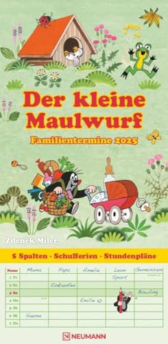 Der kleine Maulwurf - Familienplaner 2025 - Neumann-Verlag - Familienkalender mit 5 Spalten und bezaubernden Illustrationen - Monatsplaner - 22 cm x 45 cm von Dumont Kalenderverlag