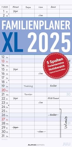 Familienplaner XL - Kalender 2025 - Alpha-Edition-Verlag - bunter Familienkalender mit 5 Spalten zum Eintragen - 22 cm x 45 cm Familienplaner XL - Kalender 2025 - Alpha-Edition-Verlag - bunter Familienkalender mit 5 Spalten zum Eintragen - 22 cm x 45 cm von Dumont Kalenderverlag