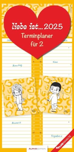 liebe ist... - Terminplaner 2025 für 2 Personen - Alpha Edition-Verlag - Kalender mit 2 Spalten zum Eintragen - 22 cm x 45 cm von Dumont Kalenderverlag