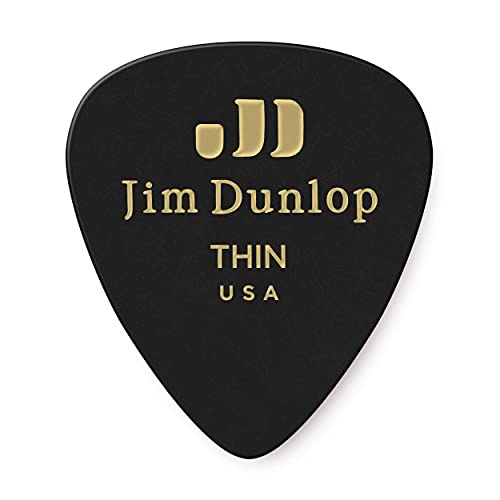 JIM DUNLOP Plektrum Genuine Celluloid Classic, 12 Stück, Schwarz, Flexibel von Dunlop