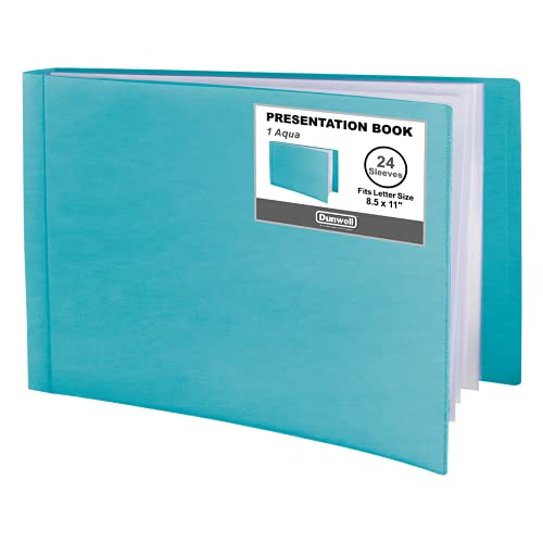 Dunwell Querformat Ordner mit Hüllen – (21,6 x 28,9 cm, Aqua), 24 Taschen Präsentationsbuch mit transparenten Hüllen, zeigt 48 Seiten 8,5 x 11 Briefgröße Papier, horizontaler Blattschutz, von Dunwell