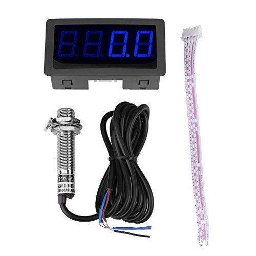 Digitaler Tach-Betriebsstundenzähler Tachometer, 4-stellig, Bewegungs-, Geschwindigkeits- und Kraft-Tachometer Tachometer-Hallschaltersensor NPN (ROT)(Blau) von Duokon