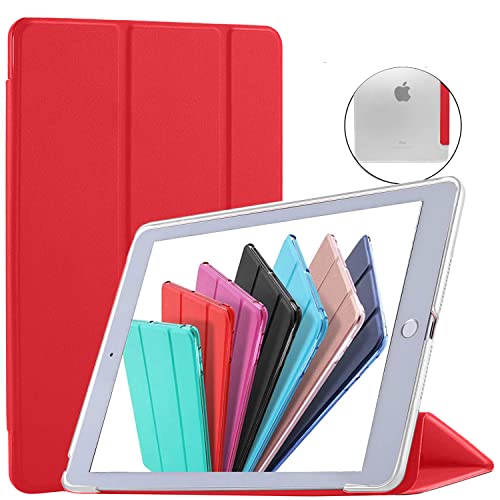 DuraSafe Cases für iPad 9,7 Zoll 5/6 [iPad 5. 6. Gen ] A1893 A1954 A1822 A1823 Trifold Hard Smart PC Translucent Back Cover - Scarlet von DuraSafe Cases