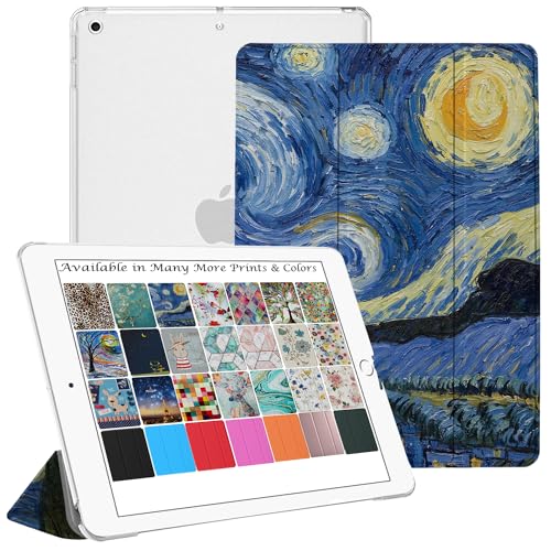 DuraSafe Cases für iPad 9,7 Zoll 5/6 [iPad 5. 6. Gen ] A1893 A1954 A1822 A1823 MRJN2FD/A MR7G2FD/A MR7F2FD/A MP2F2FD/A Trifold Printed Hard Smart PC Transparent Back Cover - Starry Night von DuraSafe Cases