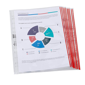 10 DURABLE Prospekthüllen PREMIUM DIN A4 rot klar 0,08 mm von Durable