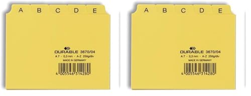 Durable Leitregister A - Z, A7 quer, 1 Stück, gelb, 367004 (Packung mit 2) von Durable