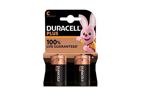 2 x Duracell C Plus (1 Blister mit 2 Batterien) 2 Batterien (LR14/MN1400/halbe Taschenlampe/Baby 1,5 V) von Duracell
