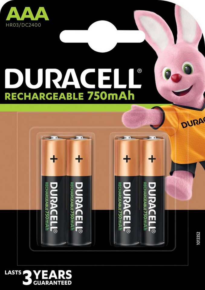 Duracell 4 Akku AAA 750mAh Nickel-Metall-Hydrid im 4er Blister Batterie von Duracell