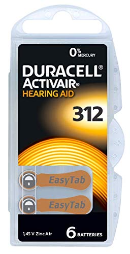 Duracell 5 Stück HighEnergy Hörgeräte-Batterie 6 Activair EasyTab Da 312 von Duracell