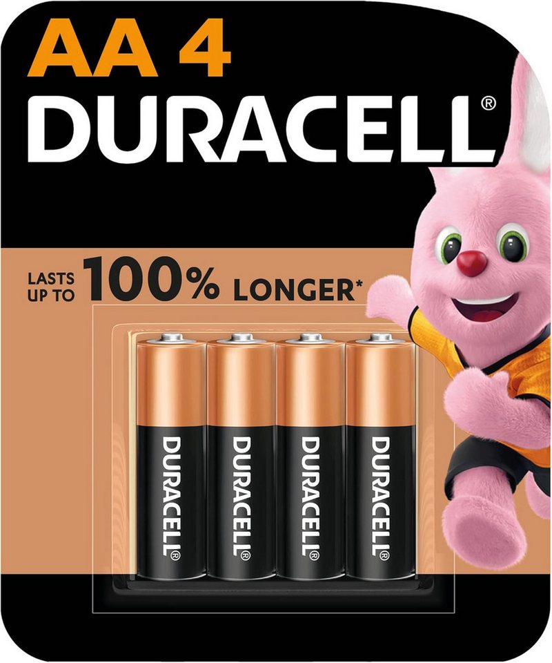 Duracell AA 1,5 V Alkaline Batterien Extra Life Long Power 4er Pack Batterie von Duracell