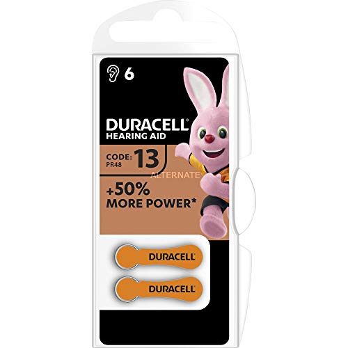 Duracell - Hörgerätebatterien - EasyTab Langlebige 1,4-Volt Zink-Luft-Batterien - Größe 13 - Sichtverpackung mit 6 Stück - Oranges Etikett von Duracell