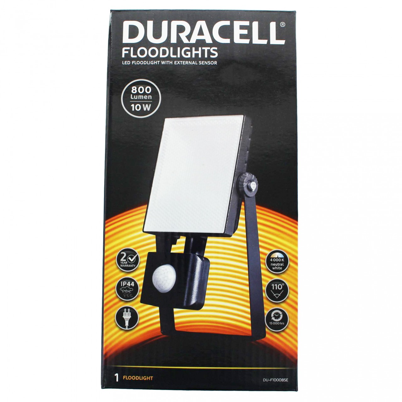 Duracell LED Flutlicht mit max. 800 Lumen und 10 Watt, inklusive einem Wandhalter und Bewegungsmelder von Duracell