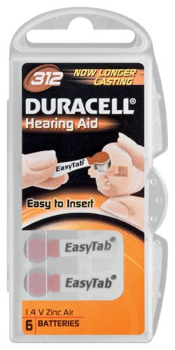 Hörgeräte-Zellen - Duracell Knopfzelle Zink-Luft - V312 von Duracell