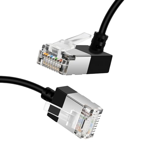 Dutevolns Flexible Cat 6 Ethernet Kabel 270 °Aufwärtswinkel 1 M, ultradünnes Rj45 Cat 6a LAN Kabel Gigabit rj45 für PC, Router, Ps4/5, (Schwarz) von Dutevolns