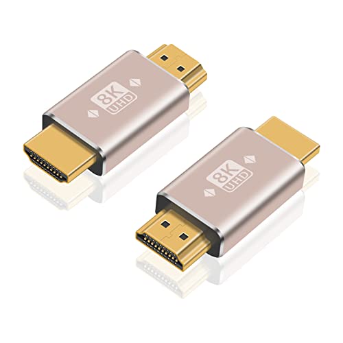 Duttek HDMI 2.1 Adapter Stecker auf Stecker(2 Stück),HDMI 2.1 Male to Male, HDMI 2.1 Stecker unterstützt 8K@60Hz, 4K@120Hz HDR, Dolby, eARC, HDCP2.3 für Laptop, PC, Monitor, Roku TV von Duttek