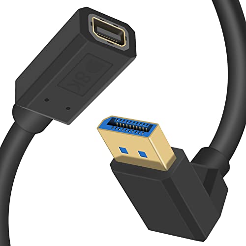 Duttek Mini Displayport auf DisplayPort 1.4a Kabel, 8K@60Hz Mini DisplayPort Buchse auf DisplayPort Stecker, Down Winkel Verlängerungskabel, bidirektionale Übertragung 0,3 m von Duttek