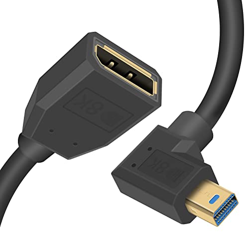 Duttek Mini Displayport auf Displayport Kabel, 8K Mini Displayport rechtwinkliger Stecker auf Displayport Buchse, Verlängerung 1.4 Kabel, bidirektionale Übertragung 0,3 m von Duttek