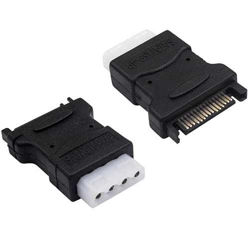 Duttek Molex auf Sata Netzadapter, 4 polige IDE Molex auf Sata 15 polige Stecker, Adapter Konverter für SATA Stromkabel, Anschluss von PC-Stromkabeln, HHD/SSD/DVD RW/Festplatte, 2 Stück von Duttek