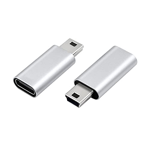 Duttek USB C auf Mini USB Adapter, Mini USB auf USB C Adapter, USB C Typ C Buchse auf Mini USB Stecker Stecker Anschluss kompatibler Laptops/Tablets, MP3-Player, Digitalkamera usw (Silber) von Duttek