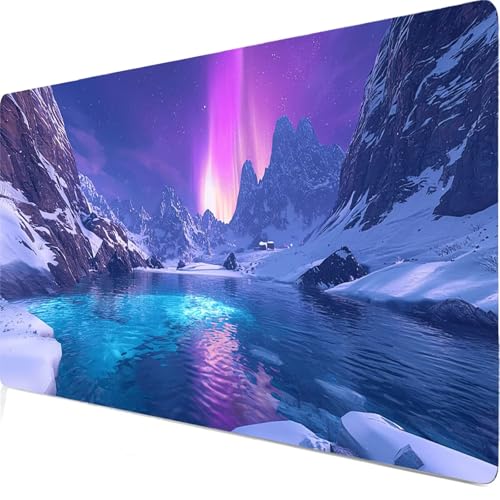 Polarlicht Mauspad, Große Berg Schreibtisch Matte, Mauspad XXL 1200x600x5mm, Anime Gaming Tastatur Matte, Rutschfeste Gummibasis, Wasserdichte Beschichtung, Für den Heim- und Bürogebrauch. Model116 von Duuanxin