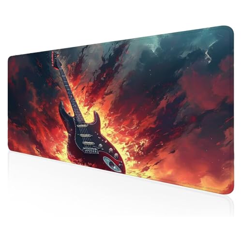 Gaming Mauspad Gitarre Mauspad, Gaming Mousepad groß mit, mit Wasserdicht und Rutschfester Gummi, Vernähten Kanten, Gaming Tastatur Matte, verbessert Präzision und Geschwindigkeit 80x40 cm Z-128 von Duushuait