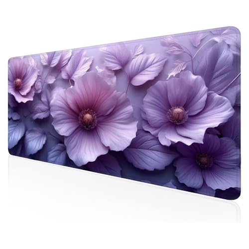 Gaming Mauspad Lila Blüten Mauspad, Gaming Mousepad groß mit, mit Wasserdicht und Rutschfester Gummi, Vernähten Kanten, Gaming Tastatur Matte, verbessert Präzision und Geschwindigkeit 80x40 cm Z-495 von Duushuait