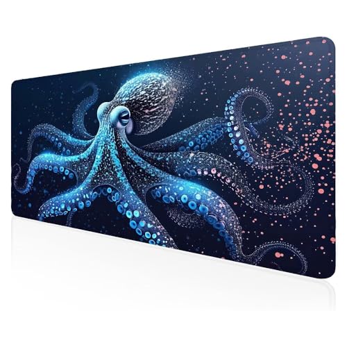 Gaming Mauspad Oktopus Mauspad, Gaming Mousepad groß mit, mit Wasserdicht und Rutschfester Gummi, Vernähten Kanten, Gaming Tastatur Matte, verbessert Präzision und Geschwindigkeit 80x40 cm Z-483 von Duushuait