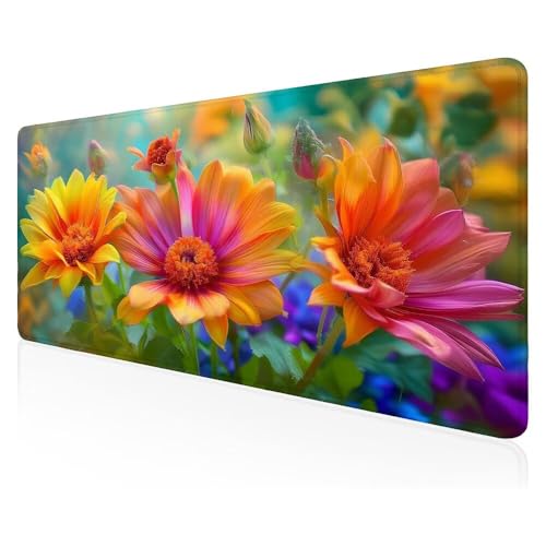 Gaming Mauspad Schöne Blumen Mauspad, Gaming Mousepad groß mit, mit Wasserdicht und Rutschfester Gummi, Vernähten Kanten, Gaming Tastatur Matte, verbessert Präzision und Geschwindigkeit 100x50 CM Z-89 von Duushuait