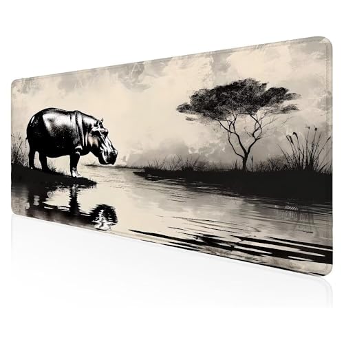 Mauspad XXXL schreibtischunterlage, Mauspad Gaming Nashorn Mousepad groß, Multifunktionales Office Mousepad Laptop,Tisch-Schutz Unterlage, für Büro/Home Dekor und Geschenk 90x45 cm Z-400 von Duushuait